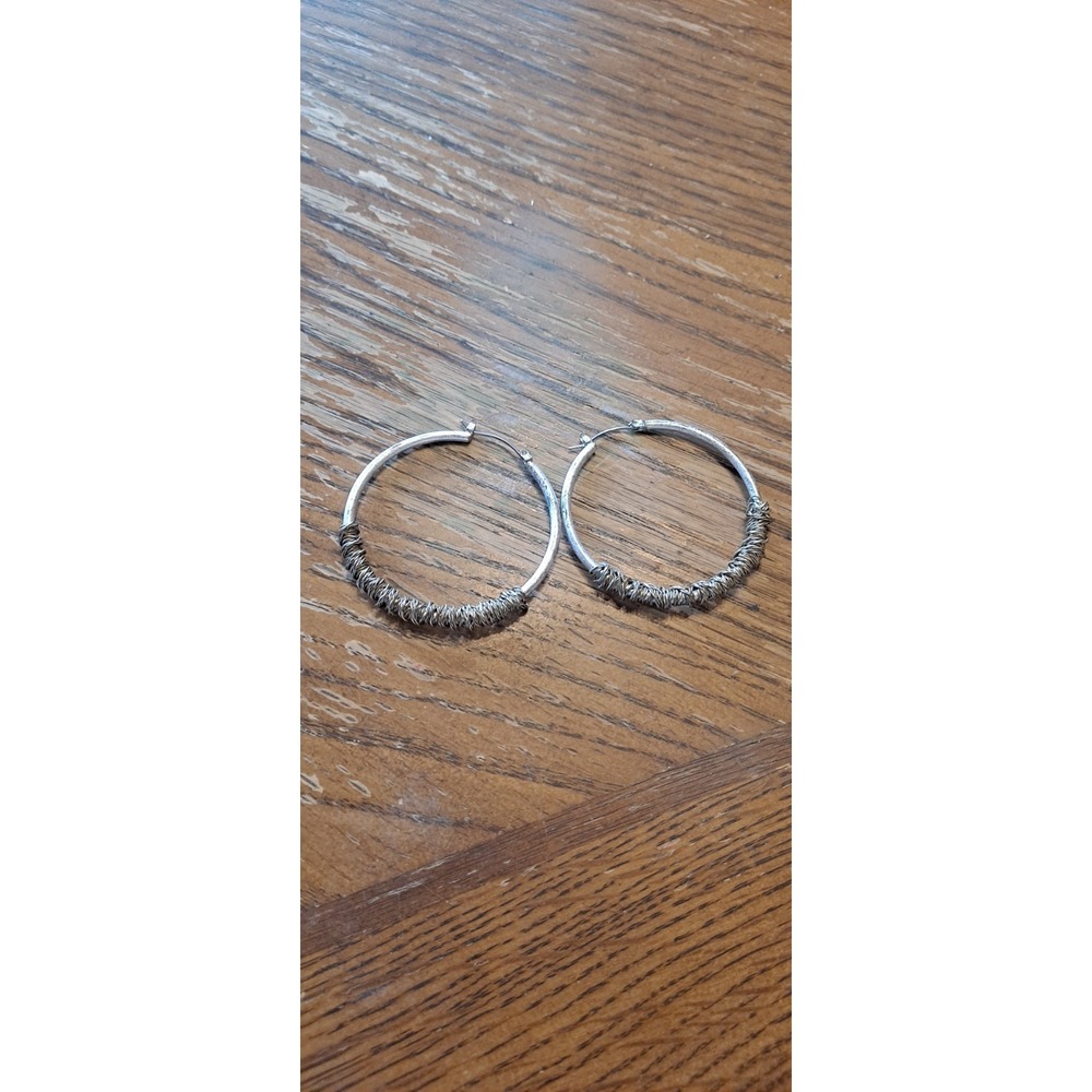 Mixed Metal Large Hoop Earrings‎